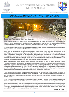 Bulletin Municipal – N° 2 Hiver 2021