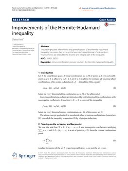 Improvements of the Hermite-Hadamard Inequality