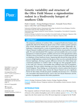 Genetic Variability and Structure of the Olive Field Mouse: a Sigmodontine Rodent in a Biodiversity Hotspot of Southern Chile