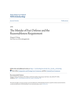 The Mistake of Fact Defense and the Reasonableness Requirement, 2 Int'l Sch