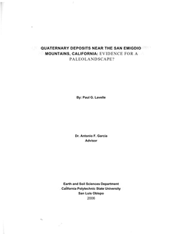 Quaternary Deposits Near the San Emigdio Mountains, California: Evidence for a Paleolandscape?