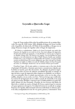 Leyendo a Quevedo: Lope