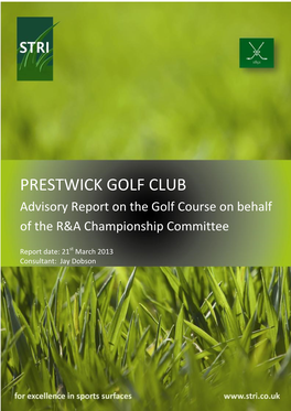 Advisory Report on the Golf Course on Behalf of the R&A Championship