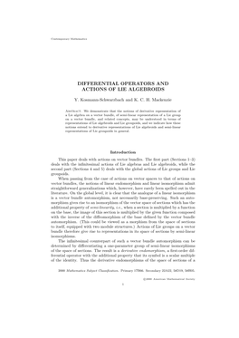 Differential Operators and Actions of Lie Algebroids