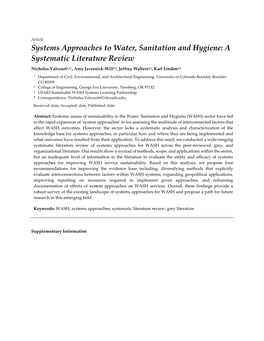 Systems Approaches to Water, Sanitation and Hygiene: a Systematic Literature Review