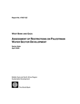 Assessment of Restrictions on Palestinian Water Sector Development (PDF)