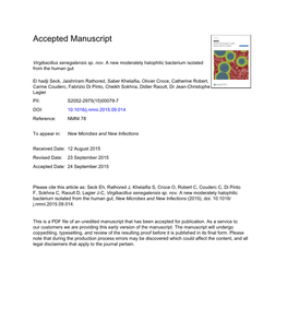 Virgibacillus Senegalensis Sp. Nov. a New Moderately Halophilic Bacterium Isolated from the Human Gut