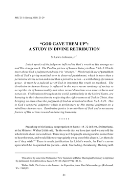 “God Gave Them Up”: a Study in Divine Retribution