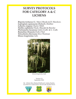 Survey Protocols for Lichens