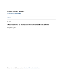 Measurements of Radiation Pressure on Diffractive Films