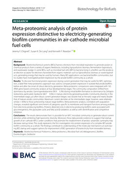 Meta-Proteomic Analysis of Protein Expression Distinctive to Electricity