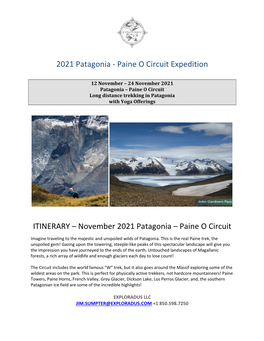 2021 Patagonia - Paine O Circuit Expedition