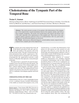 Cholesteatoma of the Tympanic Part of the Temporal Bone