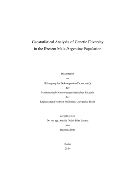 Geostatistical Analysis of Genetic Diversity in the Present Male Argentine Population