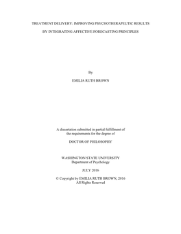 Treatment Delivery: Improving Psychotherapeutic Results