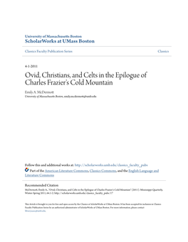 Ovid, Christians, and Celts in the Epilogue of Charles Frazier's Cold Mountain Emily A