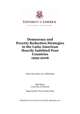 Democracy and Poverty Reduction Strategies in the Latin American Heavily Indebted Poor Countries 1999-2006