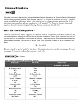 Chemical Equations 17.2