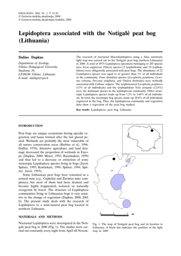 Lepidoptera Associated with the Notigalë Peat Bog (Lithuania)