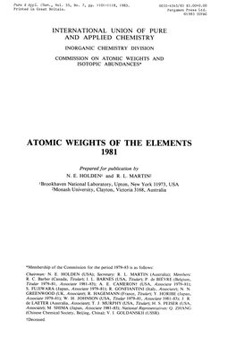 Atomic Weights of the Elements 1981