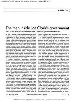 The Men Inside Joe Clark's Government Back to the Days of Lord Beaverbrook's Special Operations Executive