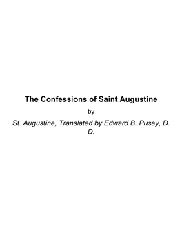 The Confessions of Saint Augustine by St