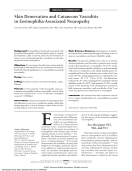 Skin Denervation and Cutaneous Vasculitis in Eosinophilia-Associated Neuropathy