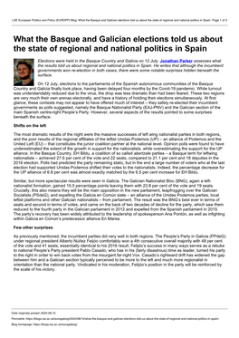 (EUROPP) Blog: What the Basque and Galician Elections Told Us About the State of Regional and National Politics in Spain Page 1 of 3