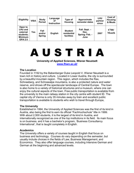 A U S T R I a University of Applied Sciences, Wiener Neustadt