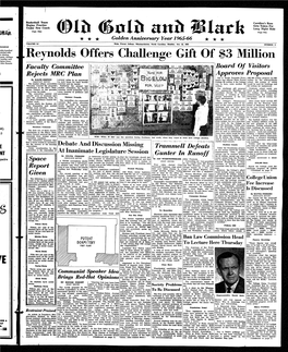 Reynolds Offe~S Challenge Gift of $3 Million Leather and ,Jgian Linen