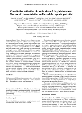 Constitutive Activation of Casein Kinase 2 in Glioblastomas: Absence of Class Restriction and Broad Therapeutic Potential