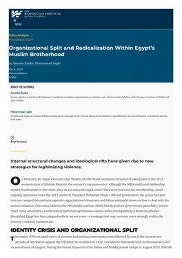 Organizational Split and Radicalization Within Egypt's