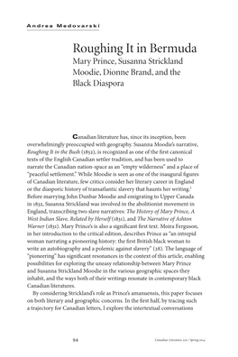 Roughing It in Bermuda Mary Prince, Susanna Strickland Moodie, Dionne Brand, and the Black Diaspora