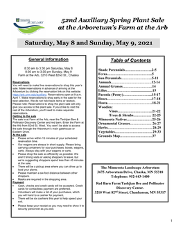 52Nd Auxiliary Spring Plant Sale at the Arboretum's Farm at the Arb Saturday, May 8 and Sunday, May 9, 2021