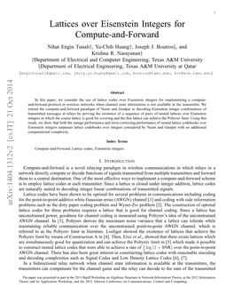 Lattices Over Eisenstein Integers for Compute-And-Forward