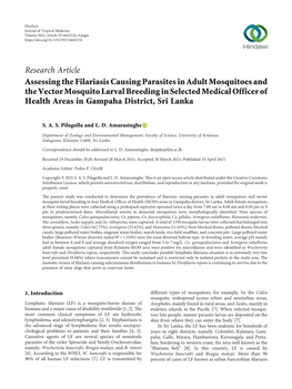 Assessing the Filariasis Causing Parasites in Adult Mosquitoes And