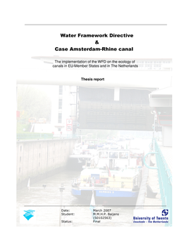 Water Framework Directive & Case Amsterdam-Rhine Canal