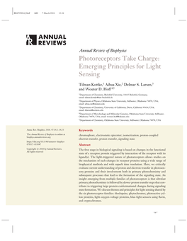 Photoreceptors Take Charge: Emerging Principles for Light Sensing