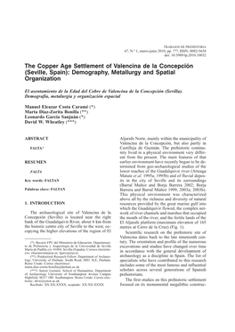 The Copper Age Settlement of Valencina De La Concepción (Seville, Spain): Demography, Metallurgy and Spatial Organization