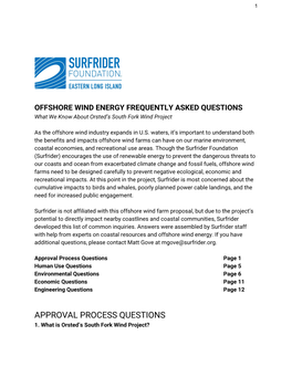 South Fork Wind Farm Frequently Asked Questions