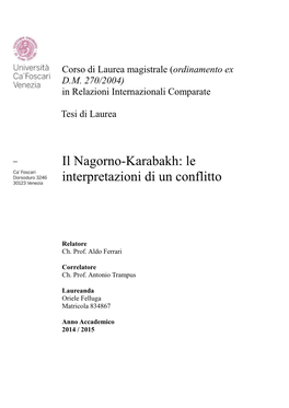 Il Nagorno-Karabakh: Le Interpretazioni Di Un Conflitto