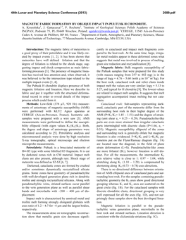 Magnetic Fabric Formation by Oblique Impact in Pułtusk H Chondrite