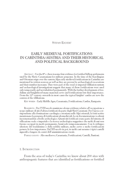 Early Medieval Fortifications in Carinthia/Austria and Their Historical and Political Background