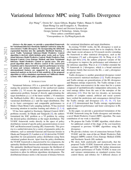 Variational Inference MPC Using Tsallis Divergence