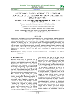 A New Computation Method for Pointing Accuracy of Cassegrain Antenna in Satellite Communication 1S.V