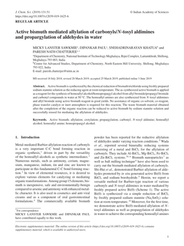 Active Bismuth Mediated Allylation of Carbonyls/N-Tosyl Aldimines and Propargylation of Aldehydes in Water