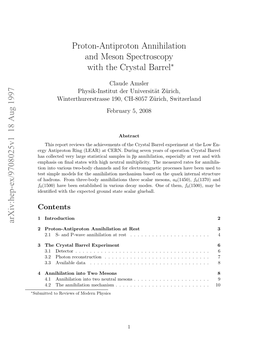 Proton-Antiproton Annihilation and Meson Spectroscopy with The