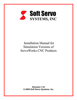 Installation Manual for Simulation Versions of Servoworks CNC Products
