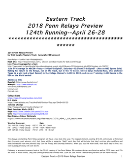 2018 Penn Relays Preview 4-26