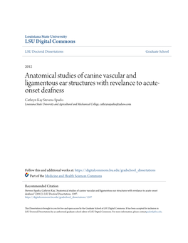 Anatomical Studies of Canine Vascular and Ligamentous Ear Structures with Revelance to Acute-Onset Deafness